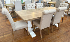 7 Piece Brighton Upholstered Dining Setting 200x100cm - Floor stock
