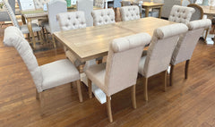 9 Piece Brighton Upholstered Dining Setting 200x100cm - Floor stock