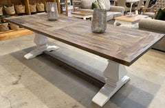 Recycled Elm Pedestal Table 200x100cm - White base