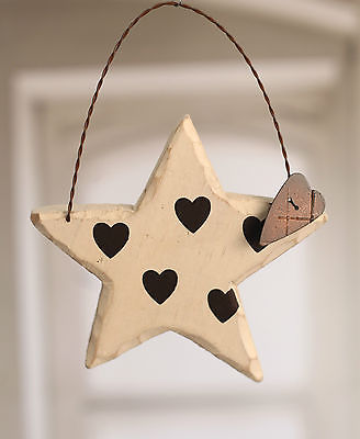 Carved Wood Star with Heart Featured 20cms