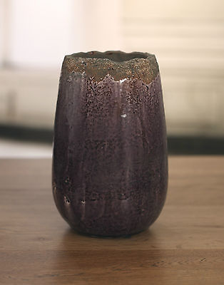 Rustic Antique Style Purple Vase Ceramic 18cms