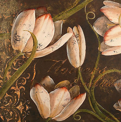 Dorothy Valmason 'Flowers in Brown 1' Giclee Canvas Art 70x70cms