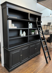 Library Display Unit with Ladder Black 200cms