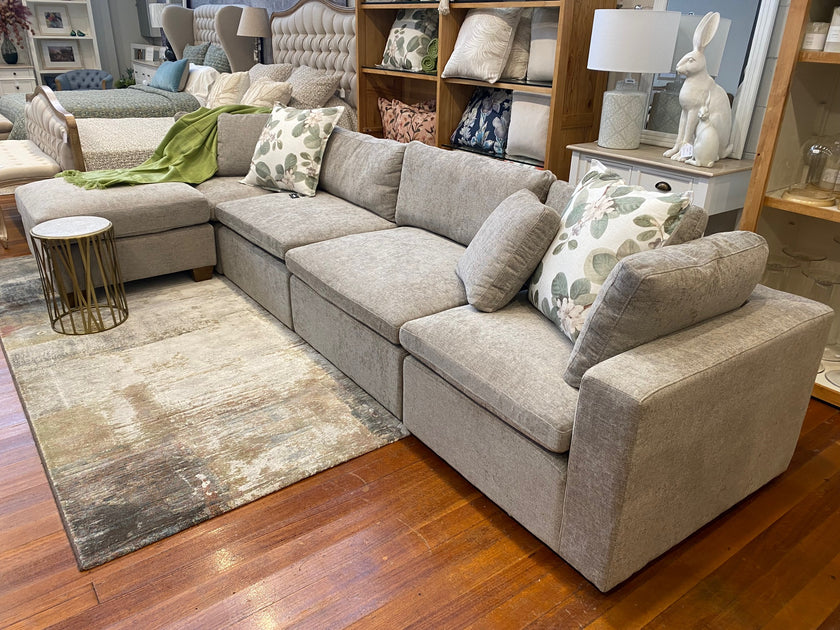 Hereford 4 Seater Sofa + Ottoman Oak Buffet and Hutch