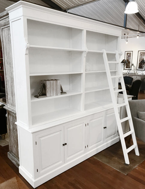 Library Display Unit with Ladder White 200cms | Buffet and Hutch