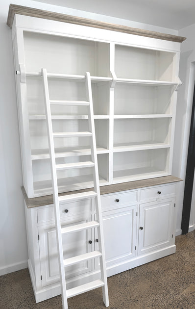Fontaine 3 Door Library Display Unit with Ladder Timber Tops | Buffet ...