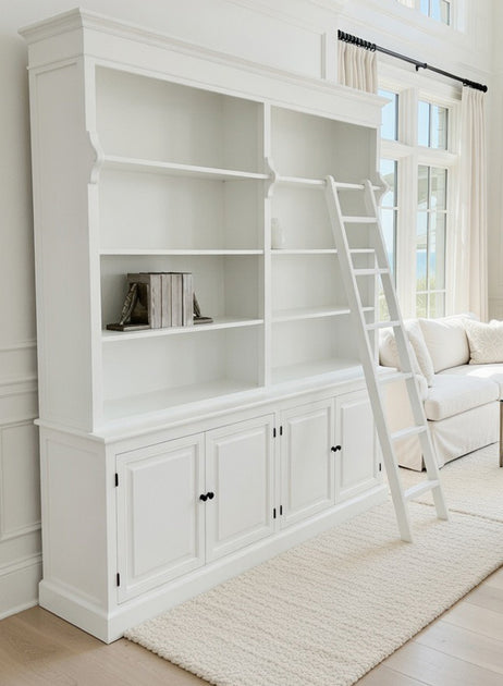 Library Display Unit with Ladder White 200cms | Buffet and Hutch