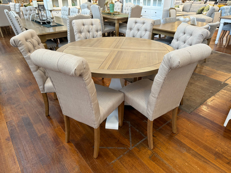 Pre-order: Piece Brighton Round Upholstered Dining Setting 138cm