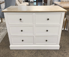 Brighton 6 Drawer Chest Timber Top 100cms