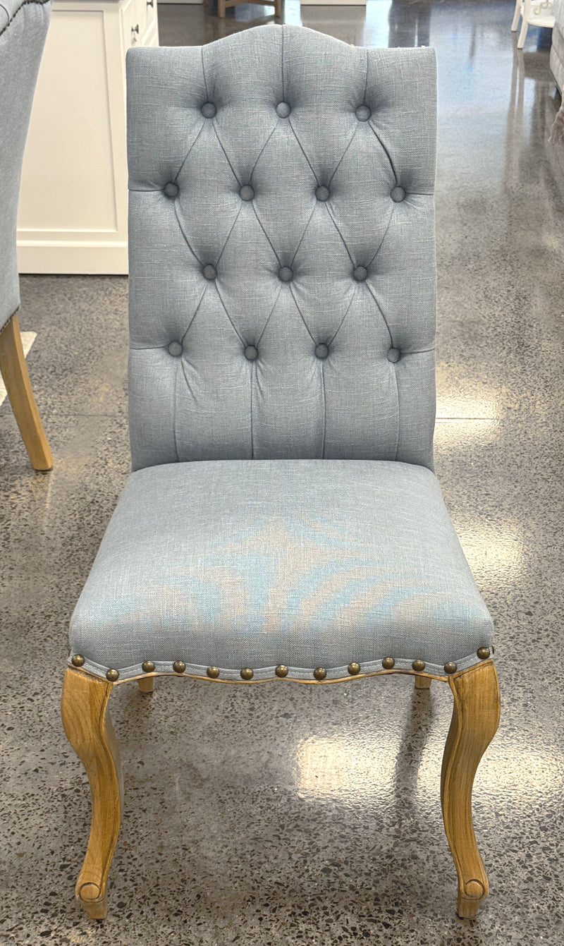 Cannes Dining Chair Oak with Blue Linen