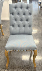 Cannes Dining Chair Oak with Blue Linen