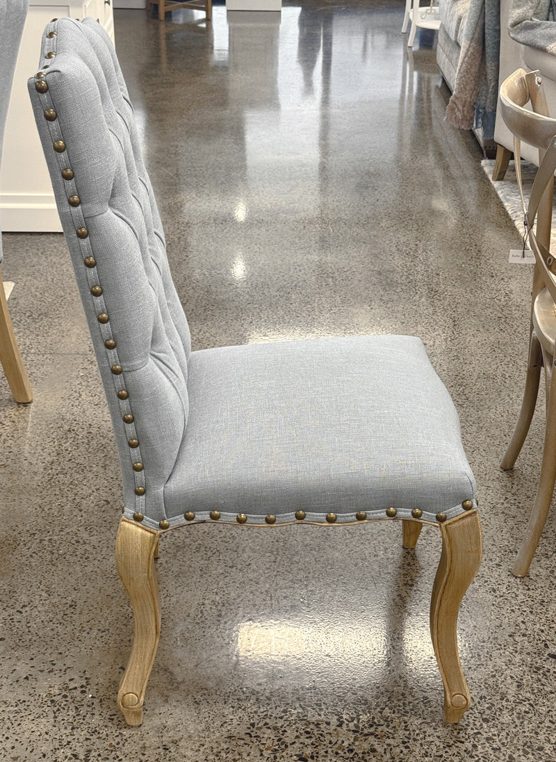 Cannes Dining Chair Oak with Blue Linen