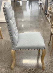 Cannes Dining Chair Oak with Blue Linen