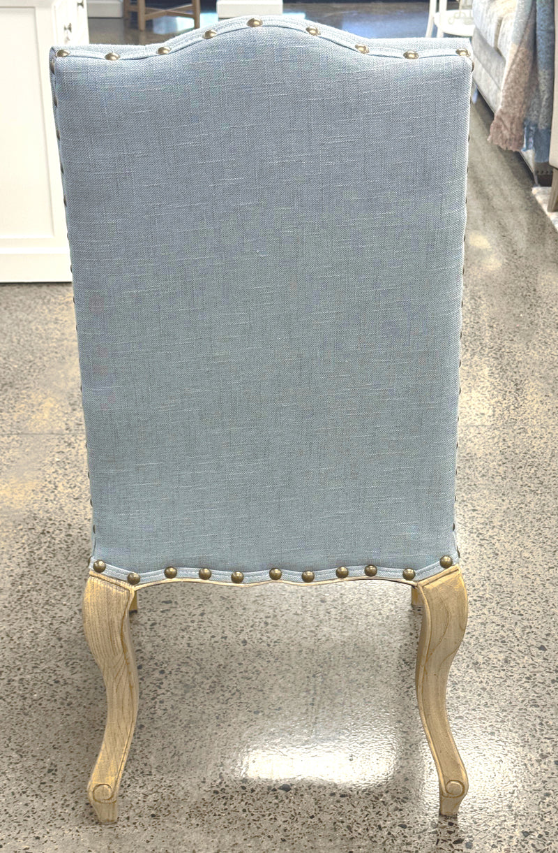 Cannes Dining Chair Oak with Blue Linen