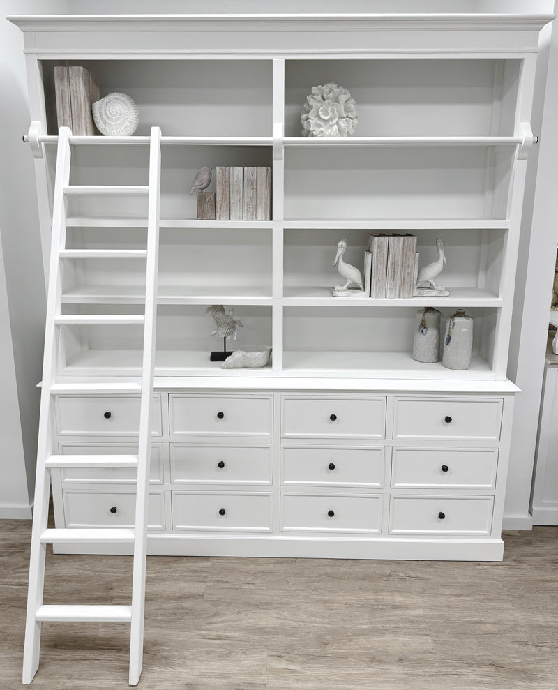 Brighton Library Unit with Ladder White 200cms