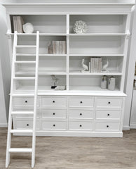 Brighton Library Unit with Ladder White 200cms