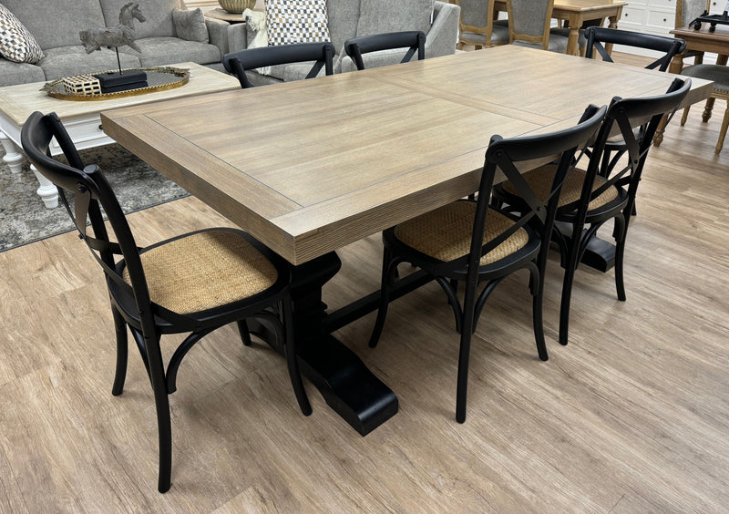 7 Piece Brighton Dining Setting Black 200x100cm - Floor stock