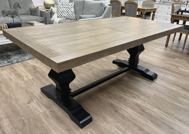 Brighton Pedestal Dining Table Black 200x100cm - Floor stock