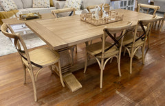 7 Piece Oak Pedestal Table Setting 200x100cm