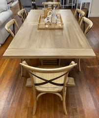 7 Piece Oak Pedestal Table Setting 200x100cm