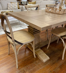 7 Piece Oak Pedestal Table Setting 200x100cm