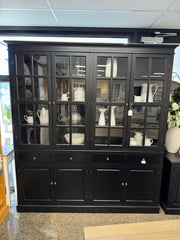 Large Kitchen Buffet & Hutch 4 Door Hamptons Black