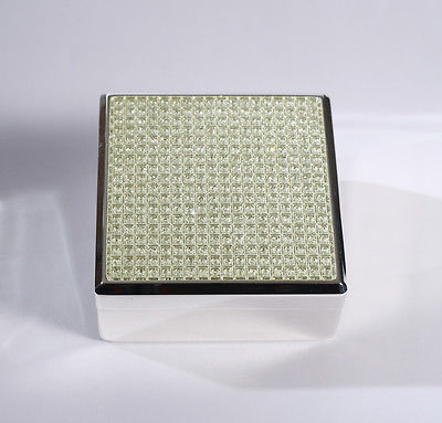 Jewellery Trinket Box Filigree Metal Glass Sides 7.5cms