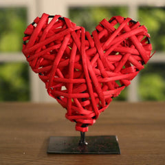 Woven Heart on Metal Stand Home Decor 16cms BRAND NEW. Two Colours available (Red)