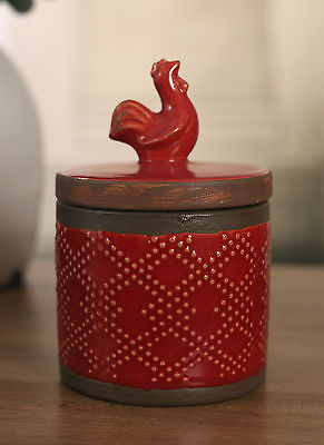 Canister Jar Vase Rustic Ceramic Bird Top 40cms