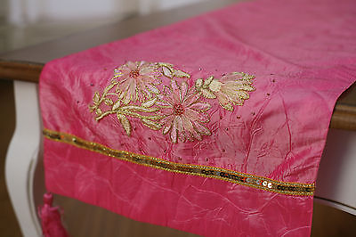 Table Runner Pink with Embroidery Pink Home Decor Party Decoration 150cms NEW