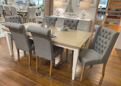 Charente Dining Chair Tufted Wing Hardwood Hamptons Grey