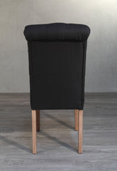 Pre-order: Limoges Dining Chair Black Tufted Roll Back Hardwood