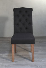 Pre-order: Limoges Dining Chair Black Tufted Roll Back Hardwood