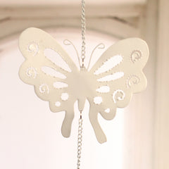 Rustic Hanging Tin Butterfly Hanger Home Decor Gift 13cms BRAND NEW. Cream