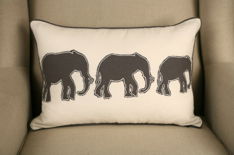 Decorator Cushion Cover 30x45cms - Embroidered Elephants