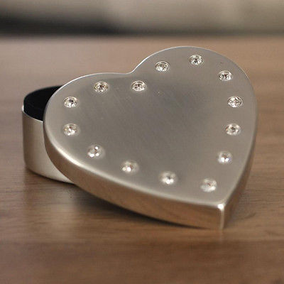 Heart Diamante Jewellery Trinket Box 9cms