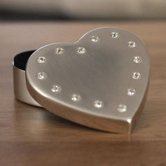 Heart Diamante Jewellery Trinket Box 9cms
