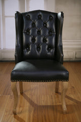 Dining Chair Antiqued Leather French Provincial Oak Hardwood