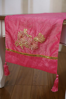 Table Runner Pink with Embroidery Pink Home Decor Party Decoration 150cms NEW