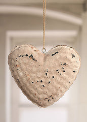 Rustic Hanging Tin Heart Home Decor Hanger 18cms Cream