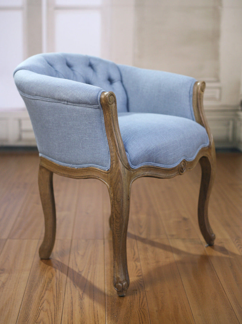 Beaumont Dining Chair French Provincial Oak Blue Linen