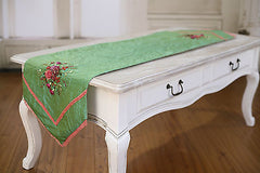 Table Runner Green with Embroidery Home Decor Party Decoration 150cms