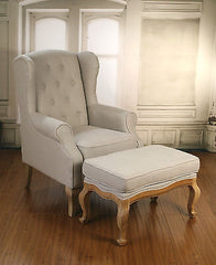 Wingback Button Back Blue Velvet Oak Chesterfield