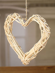 Hanging Woven Ornament Heart Rustic Provincial 30cms