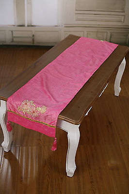 Table Runner Pink with Embroidery Pink Home Decor Party Decoration 150cms NEW