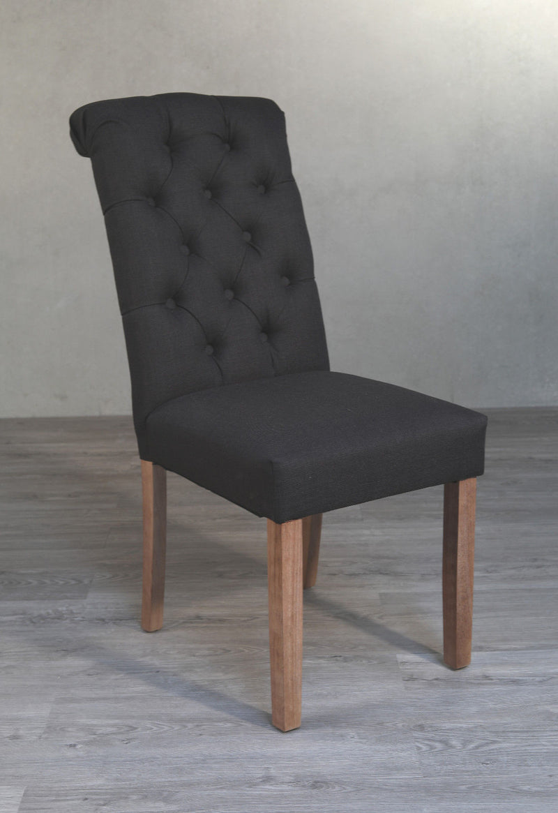 Pre-order: Limoges Dining Chair Tufted Roll Back Grey