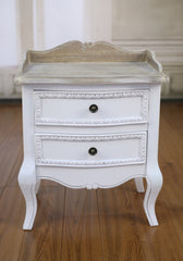 Juliet Bedside Chest Antique White Table 2 Drawer Low