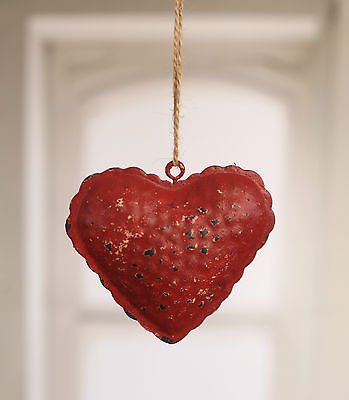 Rustic Hanging Tin Heart Hanger 10cms Small