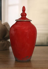 Canister Jar Vase Rustic Red 30cms - Small