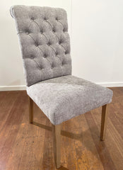 Calais Dining Chair Oak & Soft Grey Button